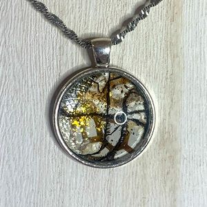 Handmade glass snake & feather necklace